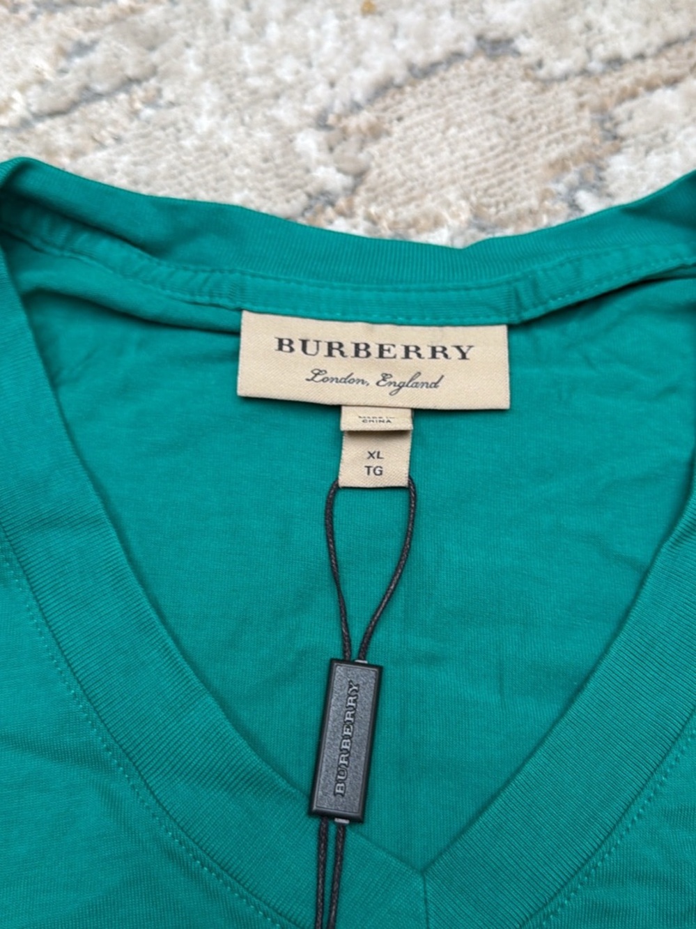 Burberry Teal V-Neck Short Sleeve Top